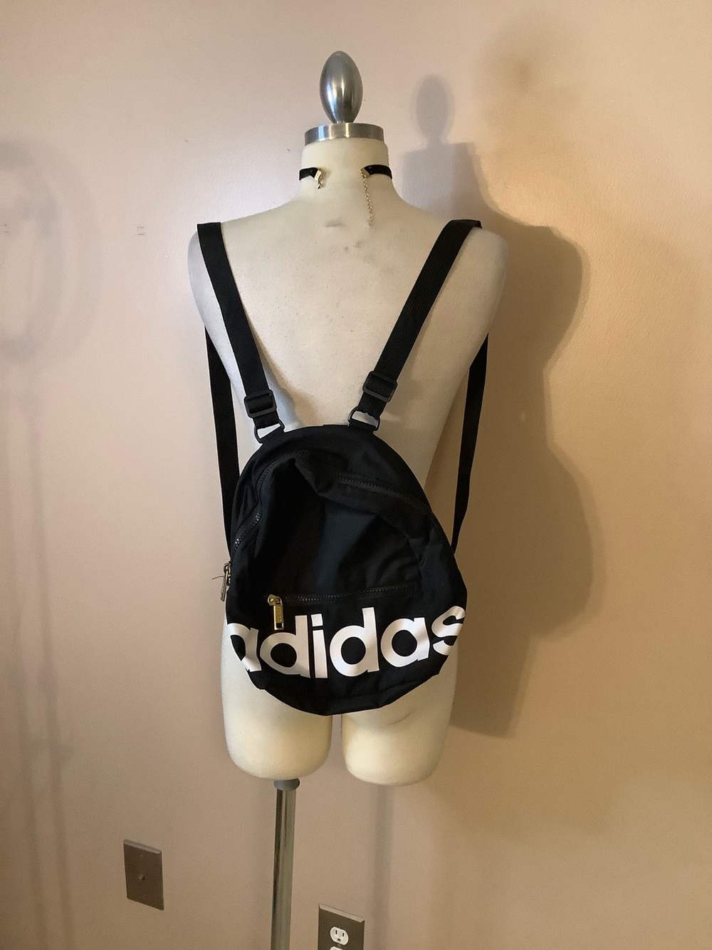 Adidas Linear Black Mini Backpack with White Logo